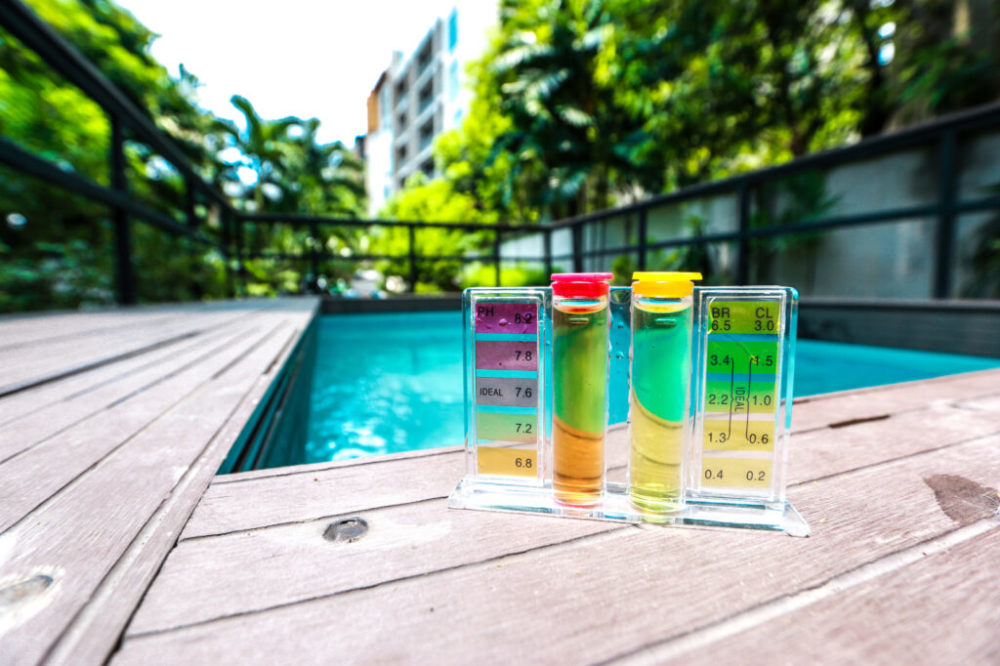 hot tub pool or spa water test kit results at an Aqua Quip store in Seattle Washington