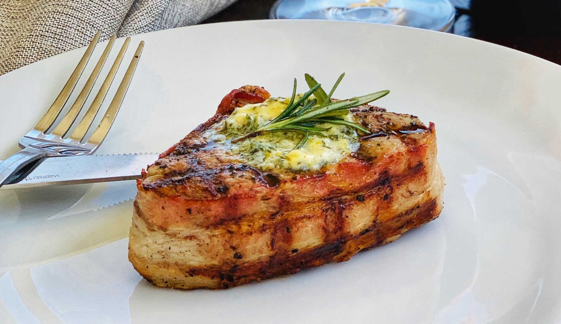 Bacon-wrapped Filet Mignon with Herb Lemon Butter