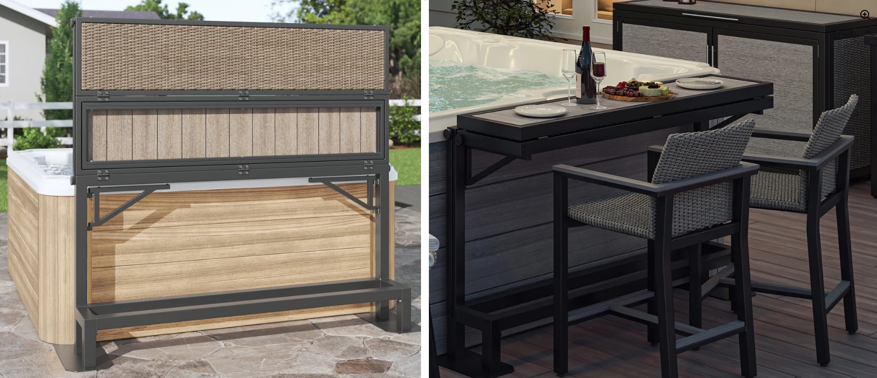 Infinitree Banff Hot Tub Bar Shelf & Privacy Screen - Weathered Teak (grey)